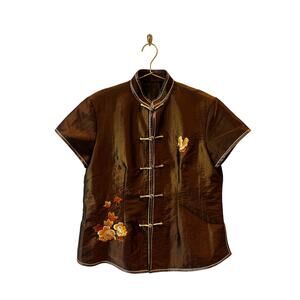 Vintage Asian Style Toggle Closure Short Sleeve Jacket